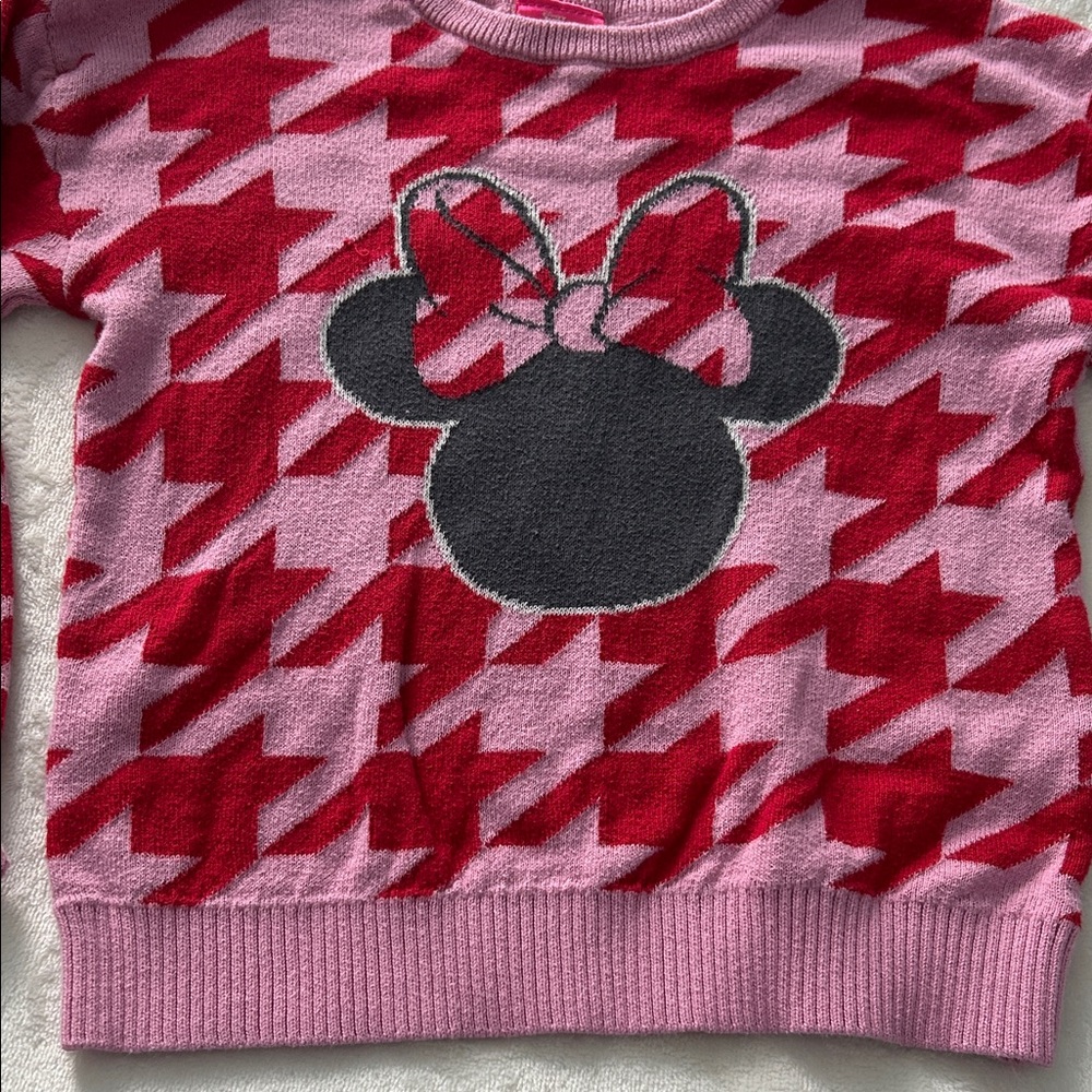 Disney Minnie Mouse Pink and Red Kids Sweater - Picture 6 of 7